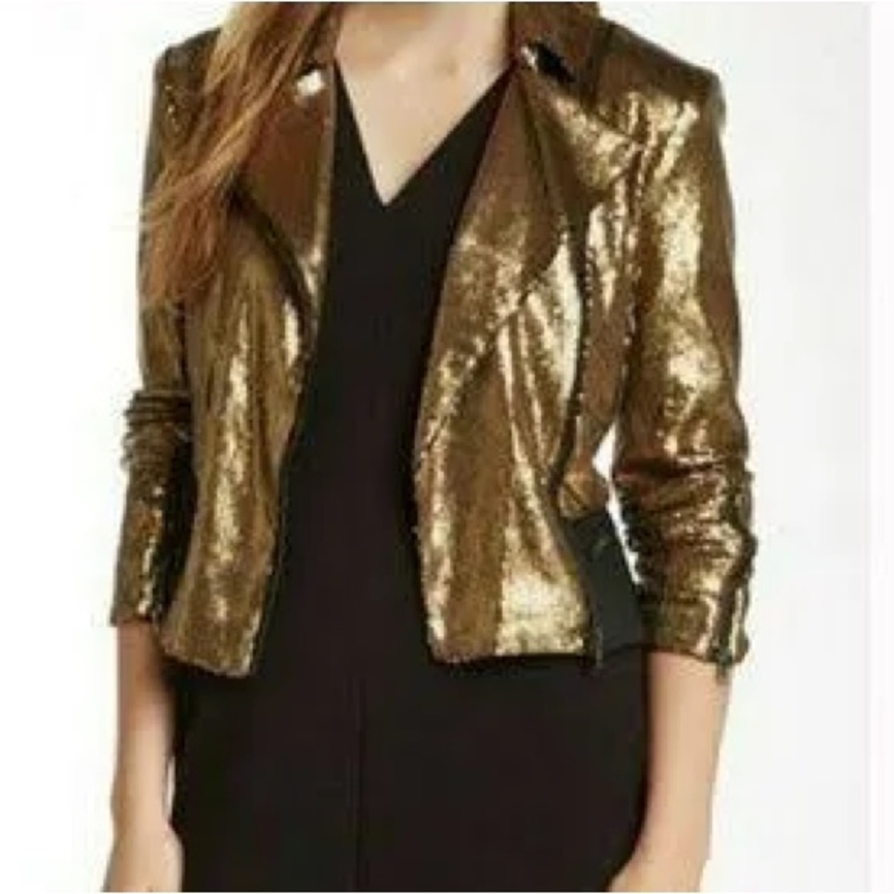 W118 by Walter Baker ronnie jacket size M in gold sequined biker jacket
